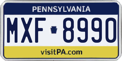 PA license plate MXF8990
