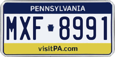 PA license plate MXF8991