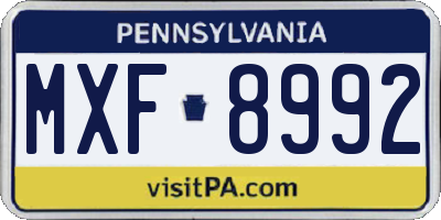 PA license plate MXF8992