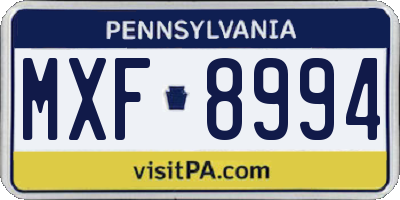 PA license plate MXF8994