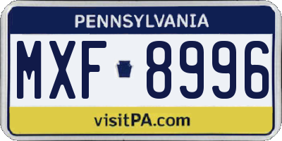 PA license plate MXF8996