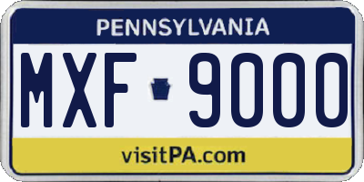 PA license plate MXF9000