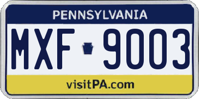 PA license plate MXF9003