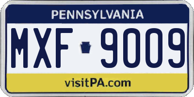 PA license plate MXF9009