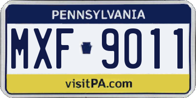 PA license plate MXF9011