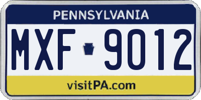 PA license plate MXF9012