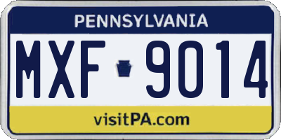PA license plate MXF9014