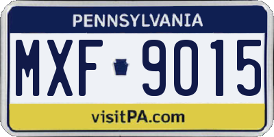 PA license plate MXF9015