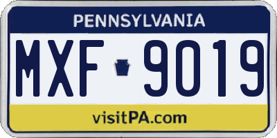 PA license plate MXF9019