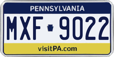 PA license plate MXF9022