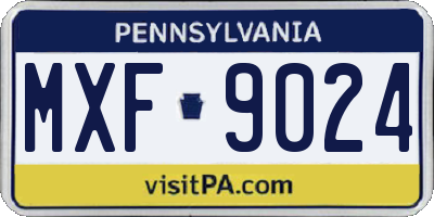 PA license plate MXF9024
