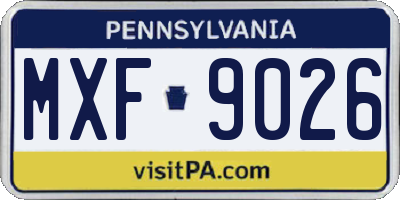 PA license plate MXF9026