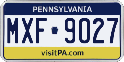 PA license plate MXF9027