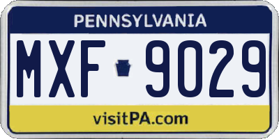 PA license plate MXF9029