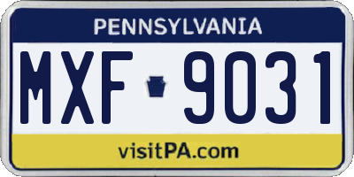 PA license plate MXF9031