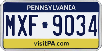 PA license plate MXF9034
