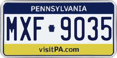 PA license plate MXF9035