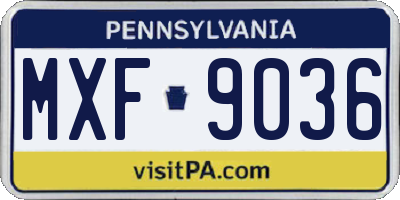 PA license plate MXF9036