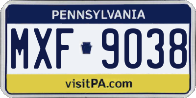 PA license plate MXF9038