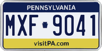 PA license plate MXF9041