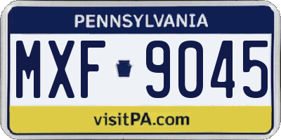 PA license plate MXF9045