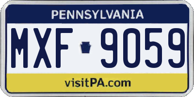 PA license plate MXF9059