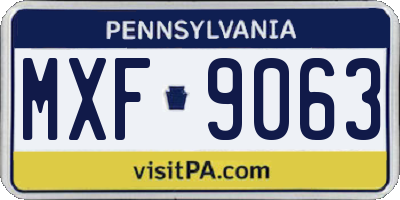 PA license plate MXF9063