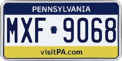 PA license plate MXF9068