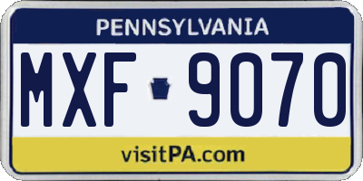 PA license plate MXF9070