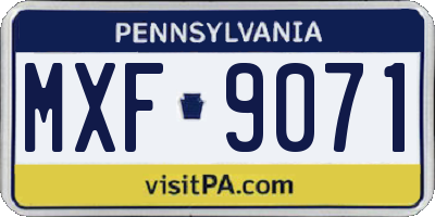 PA license plate MXF9071