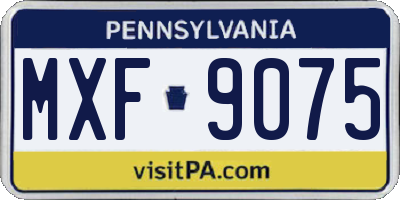 PA license plate MXF9075