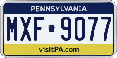 PA license plate MXF9077
