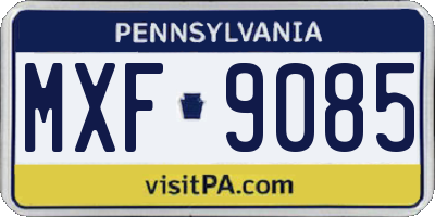 PA license plate MXF9085