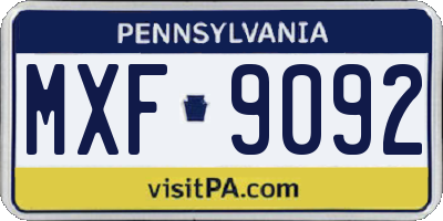 PA license plate MXF9092