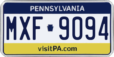 PA license plate MXF9094