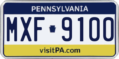 PA license plate MXF9100