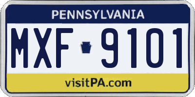 PA license plate MXF9101