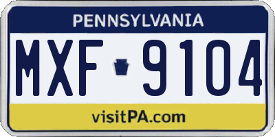 PA license plate MXF9104