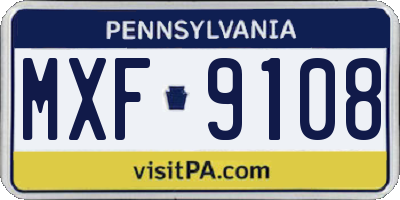PA license plate MXF9108