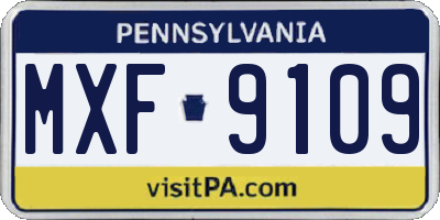 PA license plate MXF9109
