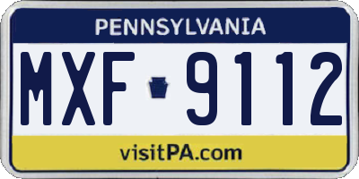 PA license plate MXF9112