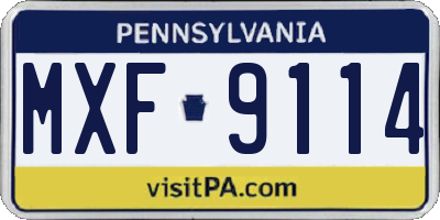 PA license plate MXF9114