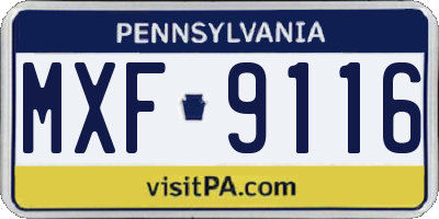 PA license plate MXF9116