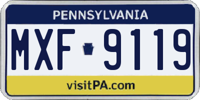 PA license plate MXF9119