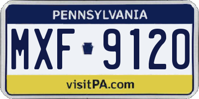 PA license plate MXF9120