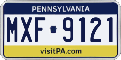 PA license plate MXF9121