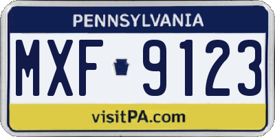 PA license plate MXF9123
