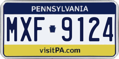 PA license plate MXF9124