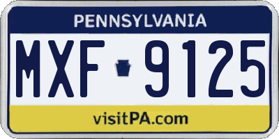 PA license plate MXF9125