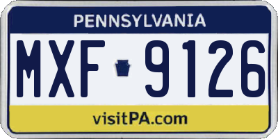 PA license plate MXF9126